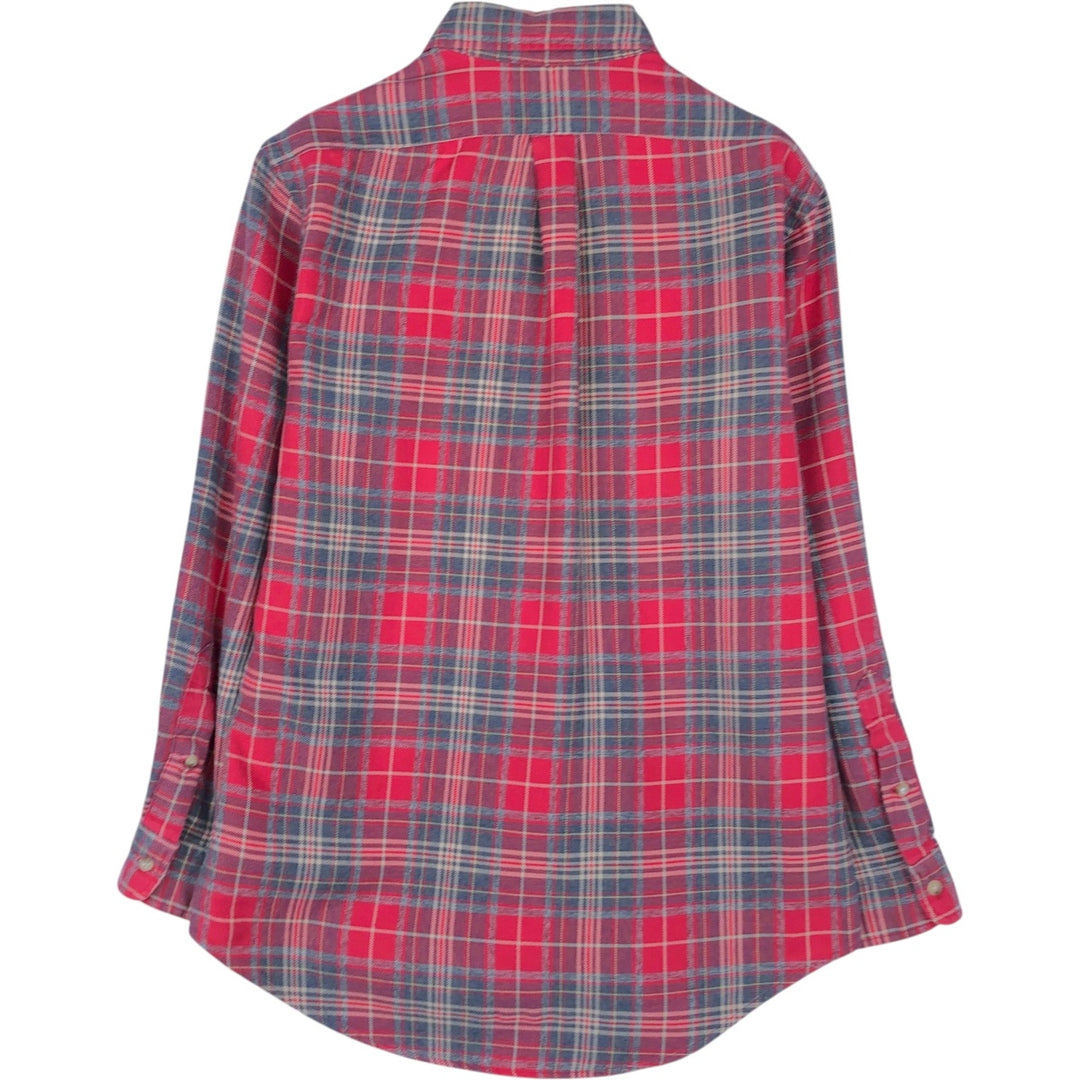Ralph Lauren POLO by Ralph Lauren CUSTOM FIT Long-Sleeve Button-Down Light Flannel Check Shirt, Men's Size S (approx.) cotton red type Vintage Second Hand