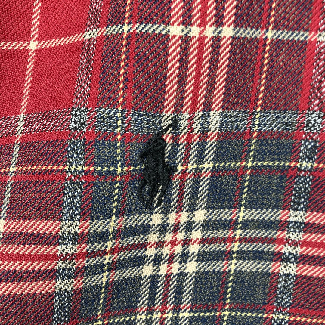 Ralph Lauren POLO by Ralph Lauren CUSTOM FIT Long-Sleeve Button-Down Light Flannel Check Shirt, Men's Size S (approx.) cotton red type Vintage Second Hand