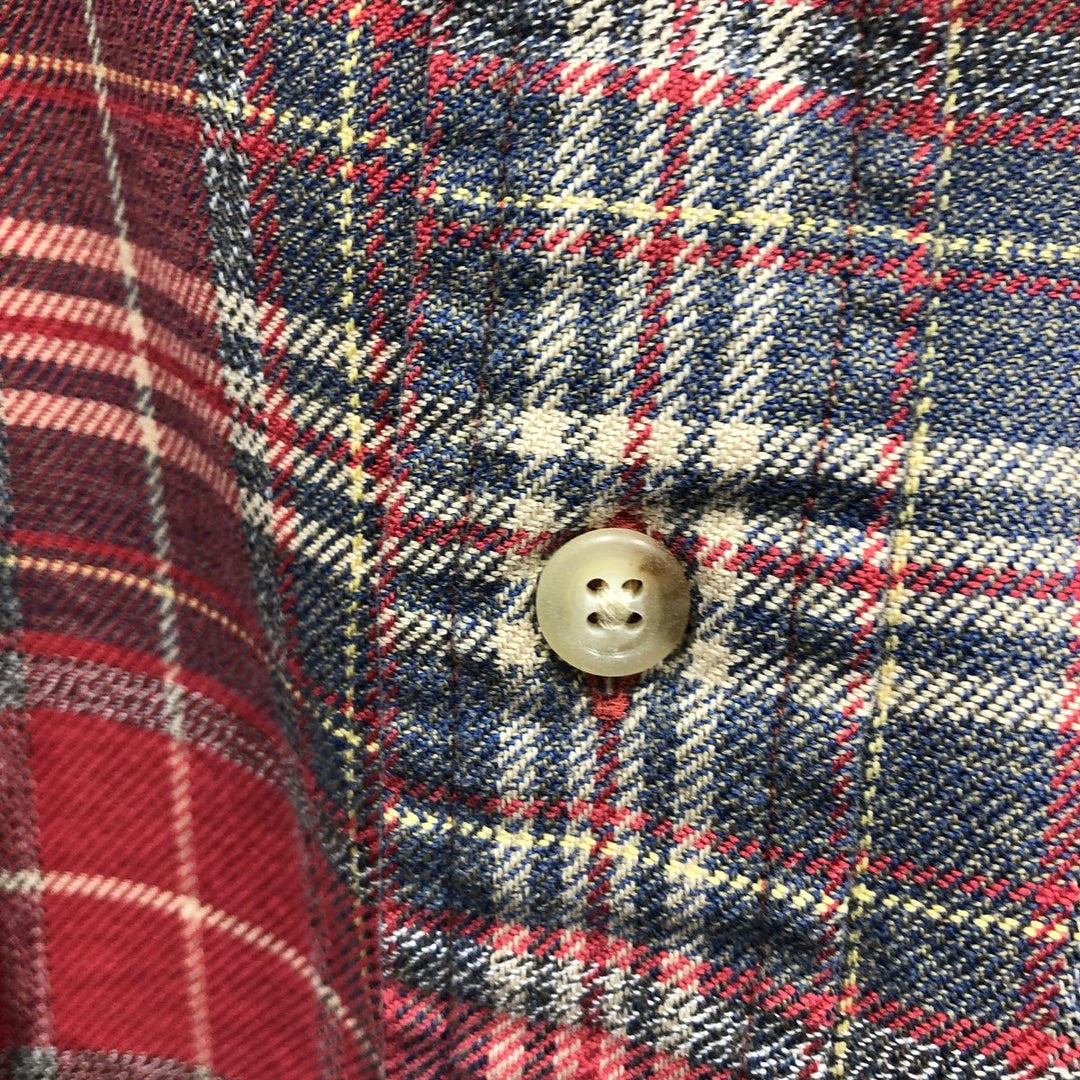 Ralph Lauren POLO by Ralph Lauren CUSTOM FIT Long-Sleeve Button-Down Light Flannel Check Shirt, Men's Size S (approx.) cotton red type Vintage Second Hand