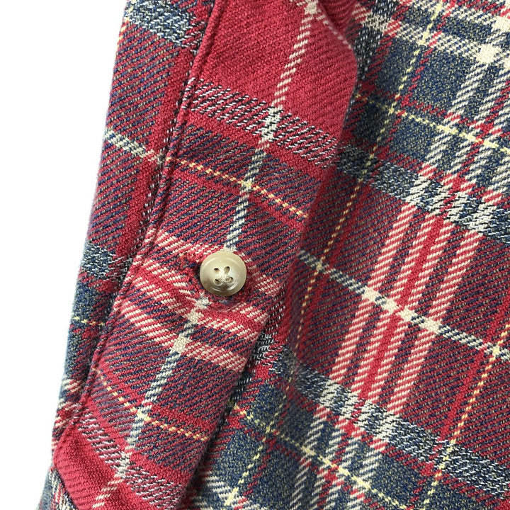 Ralph Lauren POLO by Ralph Lauren CUSTOM FIT Long-Sleeve Button-Down Light Flannel Check Shirt, Men's Size S (approx.) cotton red type Vintage Second Hand