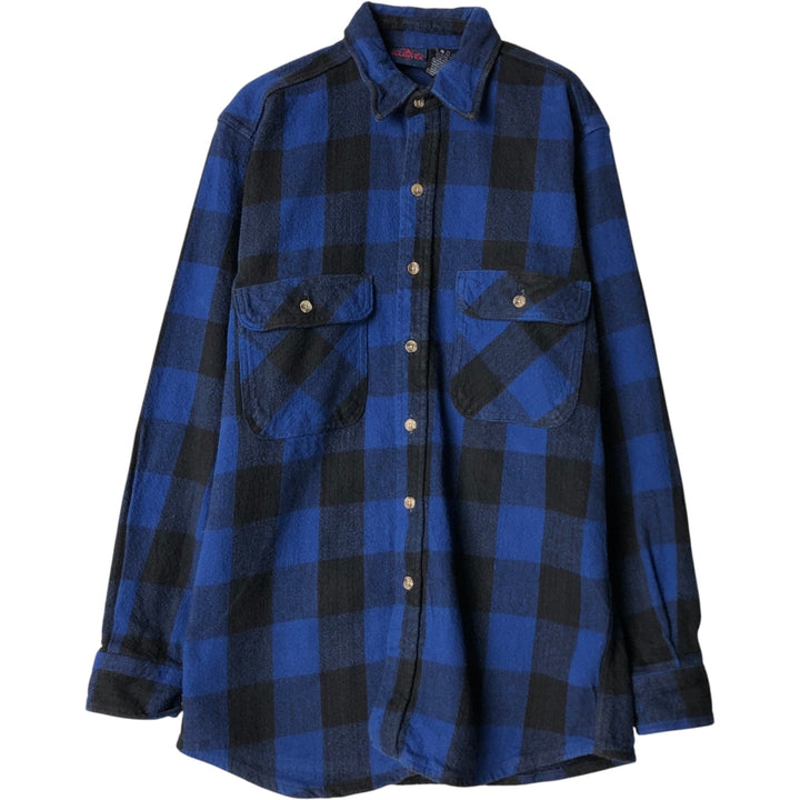 90'S Dakota Buffalo Check Long-Sleeve Flannel Check Shirt, Men's Size M (Equivalent), Vintage cotton black type Vintage Second Hand
