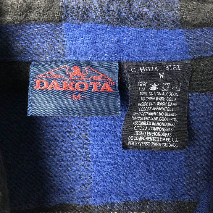 90'S Dakota Buffalo Check Long-Sleeve Flannel Check Shirt, Men's Size M (Equivalent), Vintage cotton black type Vintage Second Hand