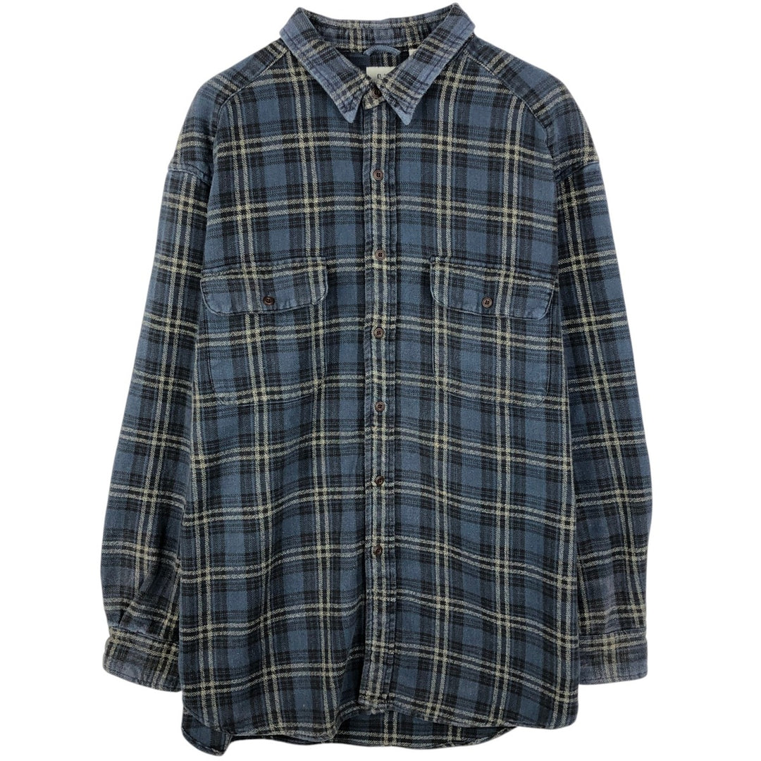 90'S GAP Vintage Long Sleeve Light Flannel Check Shirt, Men's XL cotton Navy blue Vintage Second Hand