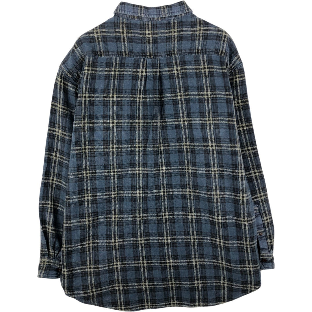 90'S GAP Vintage Long Sleeve Light Flannel Check Shirt, Men's XL cotton Navy blue Vintage Second Hand