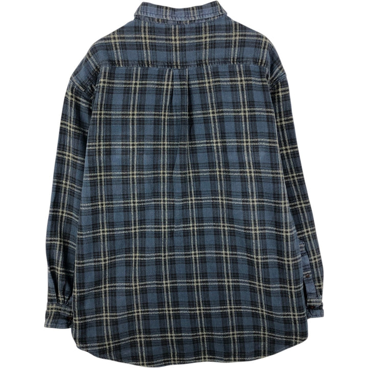90'S GAP Vintage Long Sleeve Light Flannel Check Shirt, Men's XL cotton Navy blue Vintage Second Hand