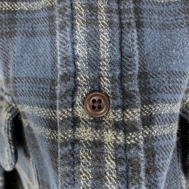 90'S GAP Vintage Long Sleeve Light Flannel Check Shirt, Men's XL cotton Navy blue Vintage Second Hand