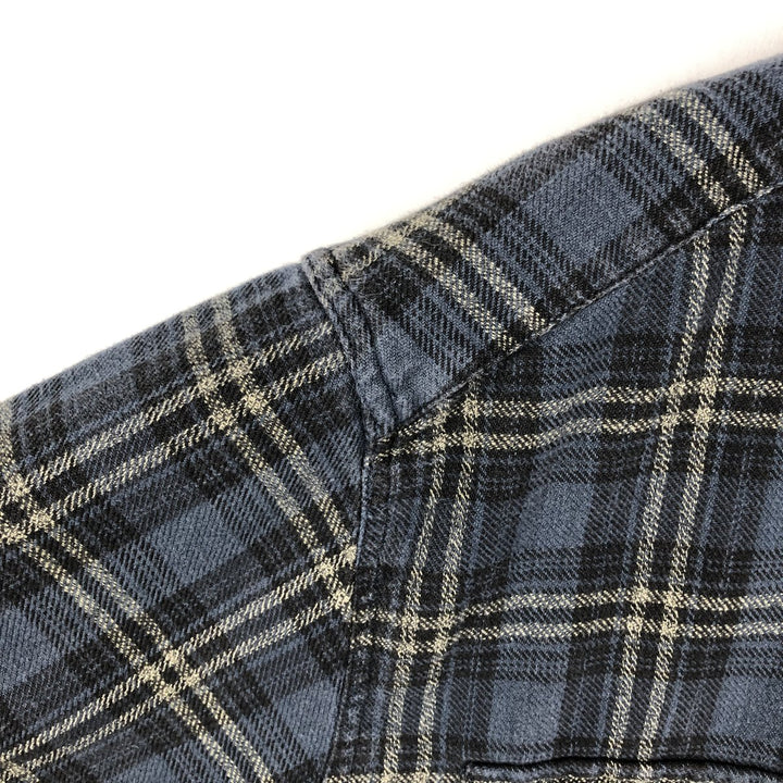 90'S GAP Vintage Long Sleeve Light Flannel Check Shirt, Men's XL cotton Navy blue Vintage Second Hand