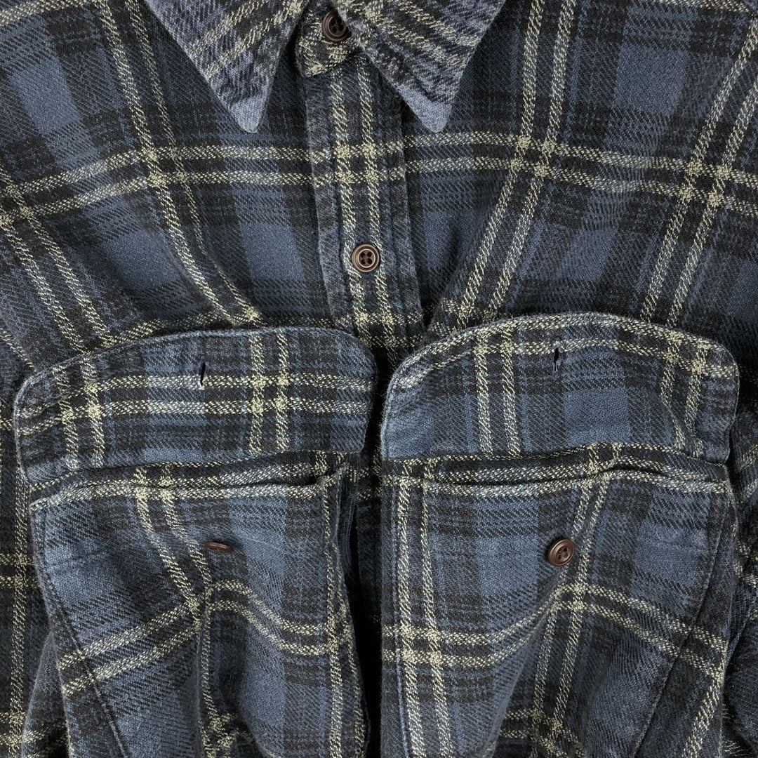 90'S GAP Vintage Long Sleeve Light Flannel Check Shirt, Men's XL cotton Navy blue Vintage Second Hand