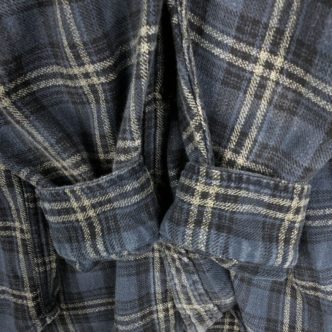 90'S GAP Vintage Long Sleeve Light Flannel Check Shirt, Men's XL cotton Navy blue Vintage Second Hand