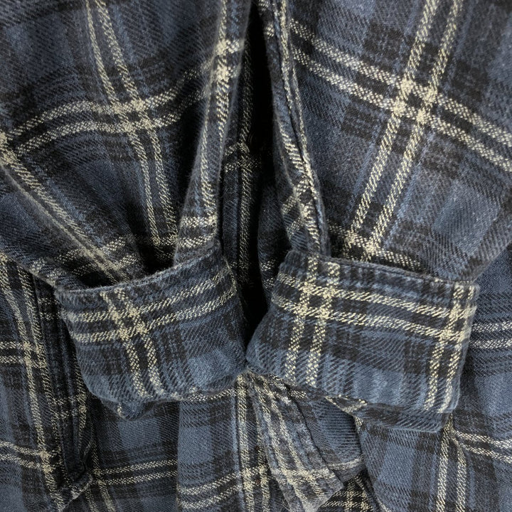 90'S GAP Vintage Long Sleeve Light Flannel Check Shirt, Men's XL cotton Navy blue Vintage Second Hand