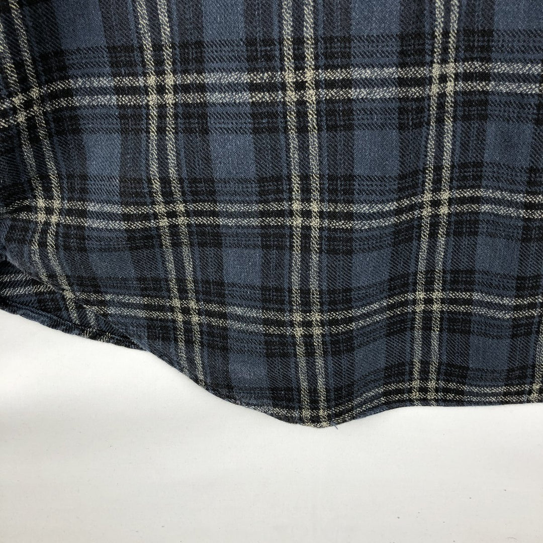 90'S GAP Vintage Long Sleeve Light Flannel Check Shirt, Men's XL cotton Navy blue Vintage Second Hand