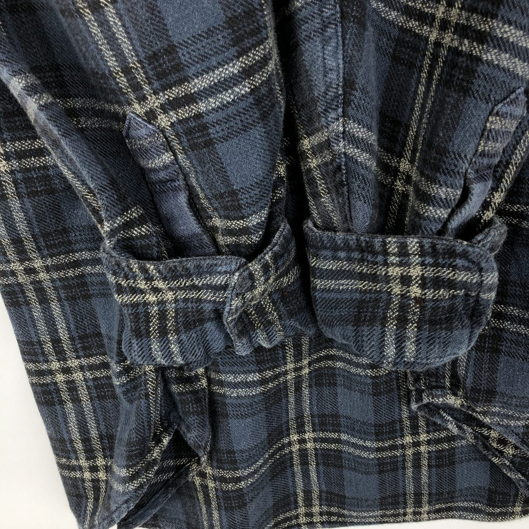 90'S GAP Vintage Long Sleeve Light Flannel Check Shirt, Men's XL cotton Navy blue Vintage Second Hand