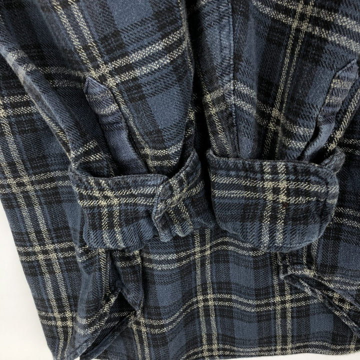 90'S GAP Vintage Long Sleeve Light Flannel Check Shirt, Men's XL cotton Navy blue Vintage Second Hand