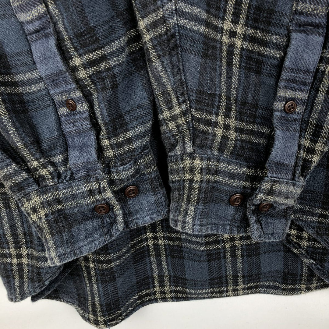 90'S GAP Vintage Long Sleeve Light Flannel Check Shirt, Men's XL cotton Navy blue Vintage Second Hand