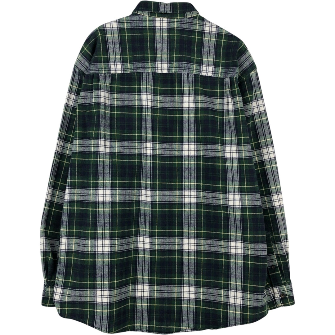 Eddie Bauer Men's Long Sleeve Heavy Flannel Check Shirt, Size XL cotton green type Vintage Second Hand