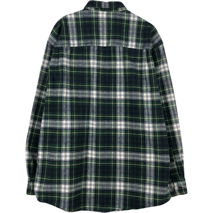 Eddie Bauer Men's Long Sleeve Heavy Flannel Check Shirt, Size XL cotton green type Vintage Second Hand