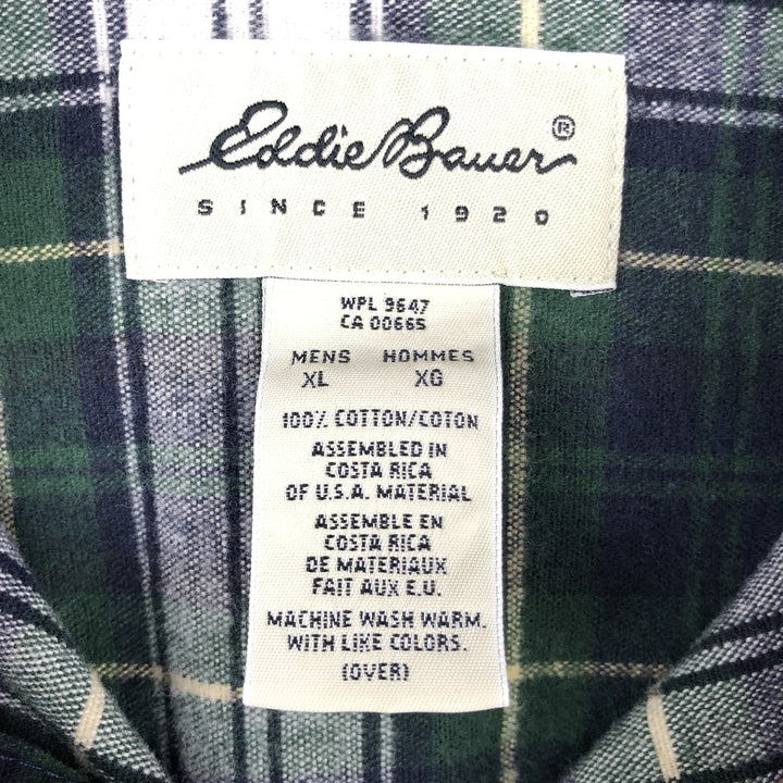 Eddie Bauer Men's Long Sleeve Heavy Flannel Check Shirt, Size XL cotton green type Vintage Second Hand
