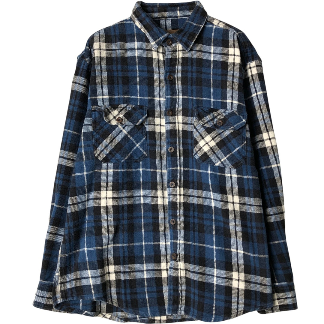 Marino Bay Long-Sleeve Flannel Check Shirt, Men's Size XL cotton blue type Vintage Second Hand