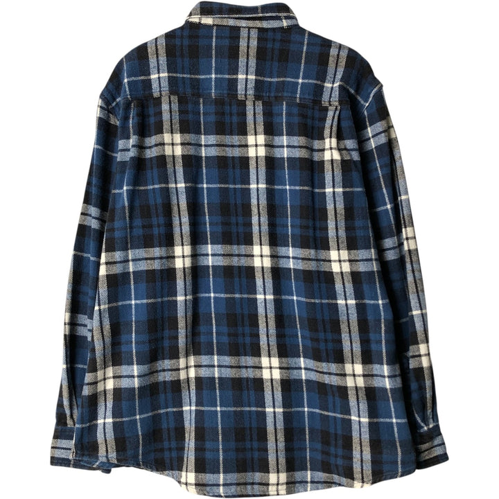 Marino Bay Long-Sleeve Flannel Check Shirt, Men's Size XL cotton blue type Vintage Second Hand