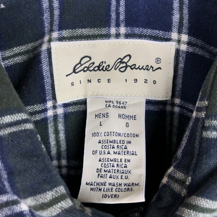 Eddie Bauer Men's Long Sleeve Flannel Check Shirt, Size L cotton green type Vintage Second Hand