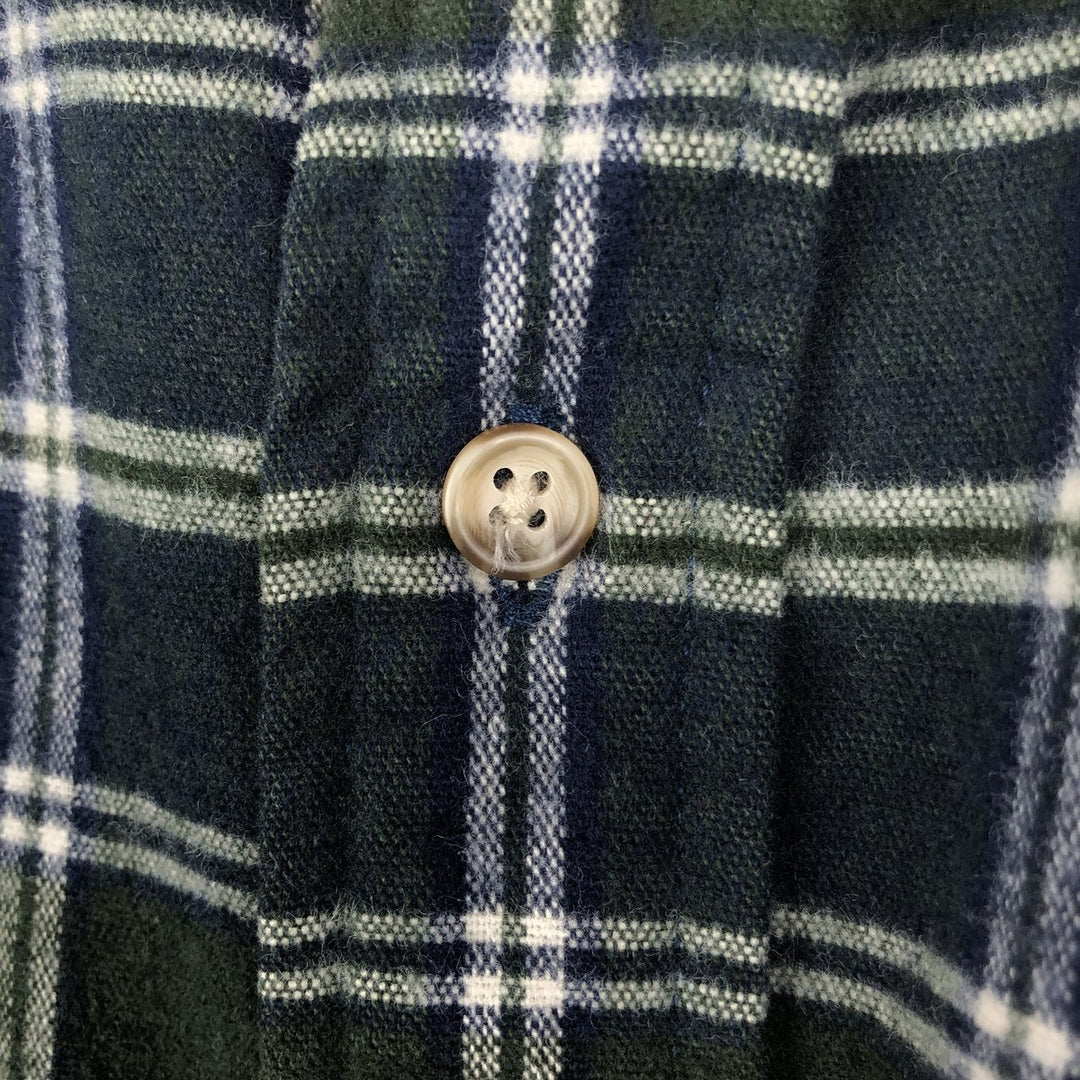 Eddie Bauer Men's Long Sleeve Flannel Check Shirt, Size L cotton green type Vintage Second Hand
