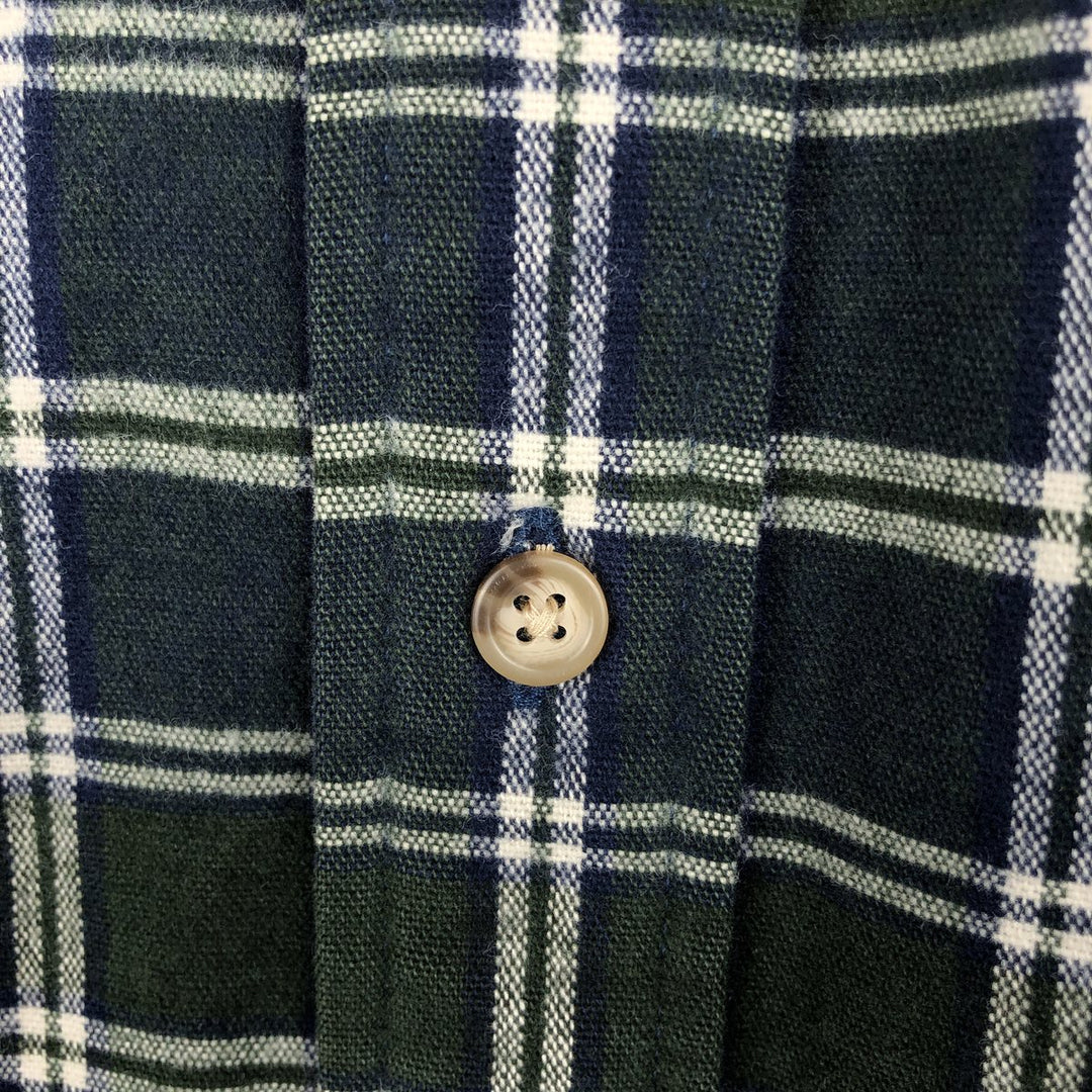 Eddie Bauer Men's Long Sleeve Flannel Check Shirt, Size L cotton green type Vintage Second Hand