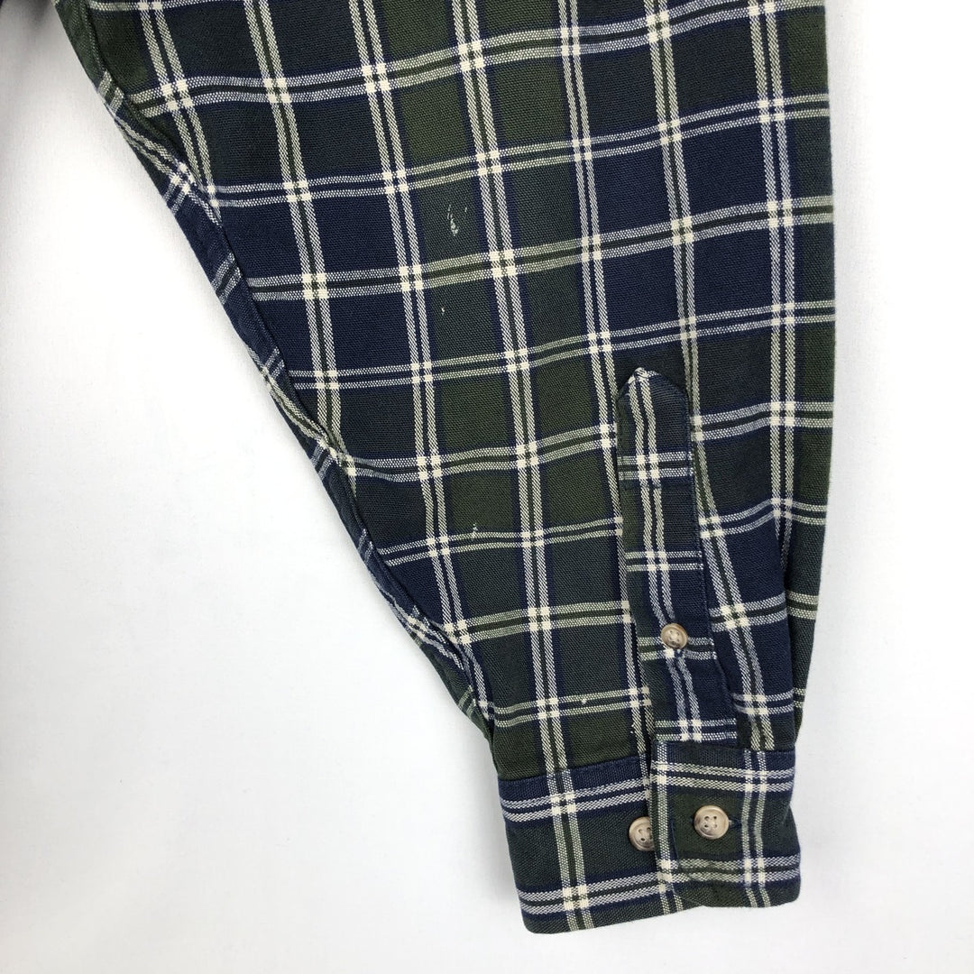 Eddie Bauer Men's Long Sleeve Flannel Check Shirt, Size L cotton green type Vintage Second Hand
