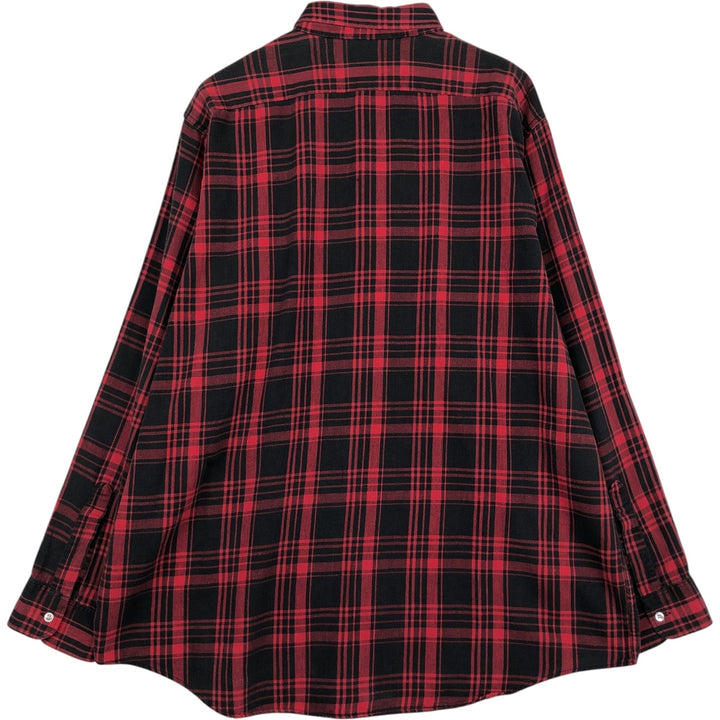 70s-80'S LL Bean Long-Sleeve Button-Down Light Flannel Check Shirt, Made in USA, Men's XL (approx.) Vintage cotton red type Vintage Second Hand