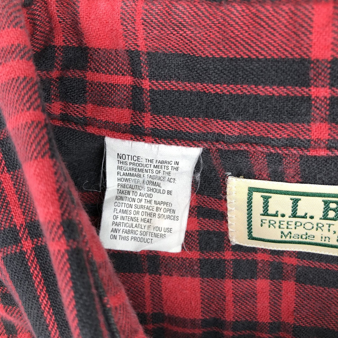 70s-80'S LL Bean Long-Sleeve Button-Down Light Flannel Check Shirt, Made in USA, Men's XL (approx.) Vintage cotton red type Vintage Second Hand