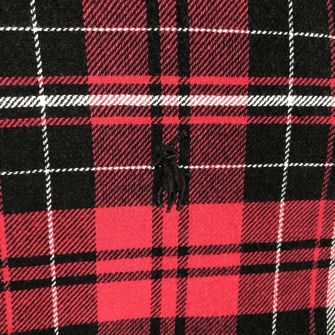Ralph Lauren POLO by Ralph Lauren CUSTOM FIT Long Sleeve Button-Down Light Flannel Check Shirt, Men's Size XL (approx.) cotton red type Vintage Second Hand