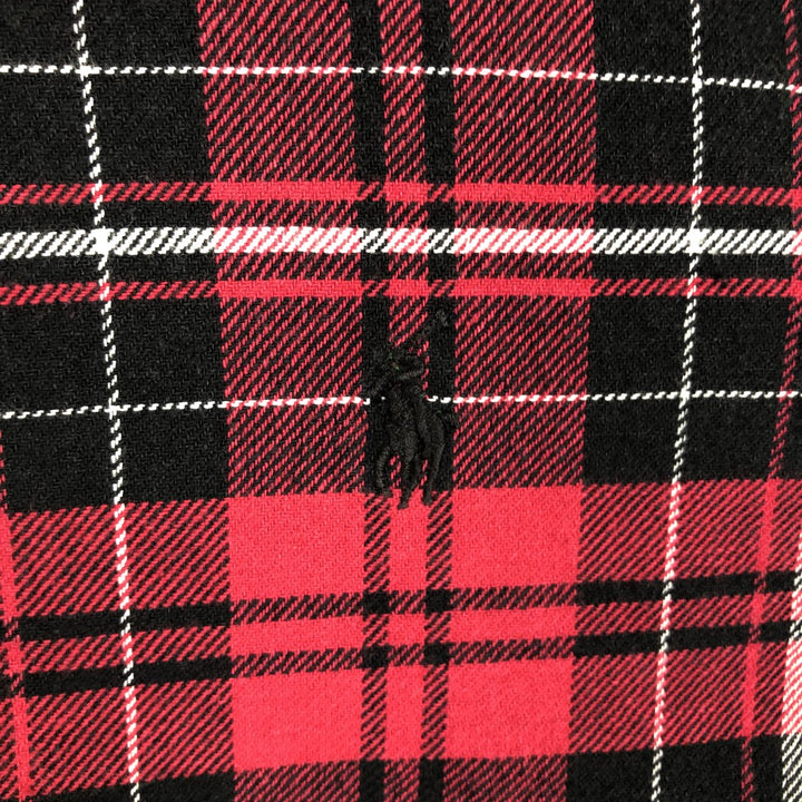 Ralph Lauren POLO by Ralph Lauren CUSTOM FIT Long Sleeve Button-Down Light Flannel Check Shirt, Men's Size XL (approx.) cotton red type Vintage Second Hand