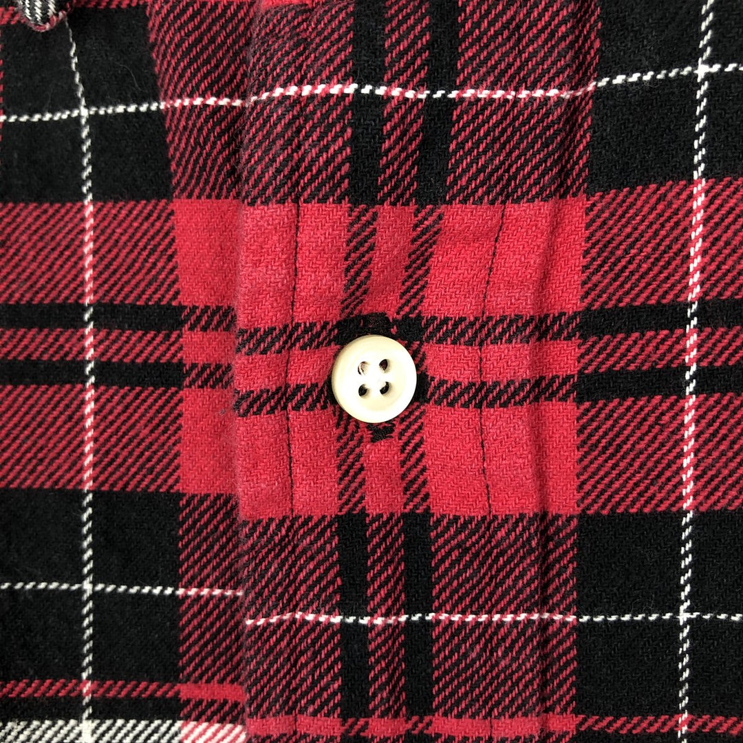 Ralph Lauren POLO by Ralph Lauren CUSTOM FIT Long Sleeve Button-Down Light Flannel Check Shirt, Men's Size XL (approx.) cotton red type Vintage Second Hand