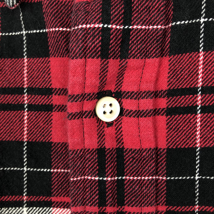 Ralph Lauren POLO by Ralph Lauren CUSTOM FIT Long Sleeve Button-Down Light Flannel Check Shirt, Men's Size XL (approx.) cotton red type Vintage Second Hand