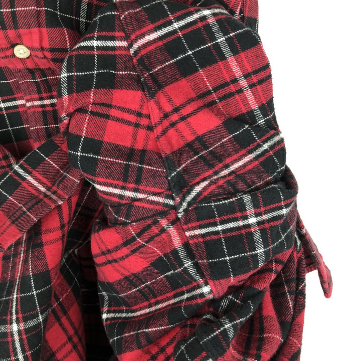 Ralph Lauren POLO by Ralph Lauren CUSTOM FIT Long Sleeve Button-Down Light Flannel Check Shirt, Men's Size XL (approx.) cotton red type Vintage Second Hand