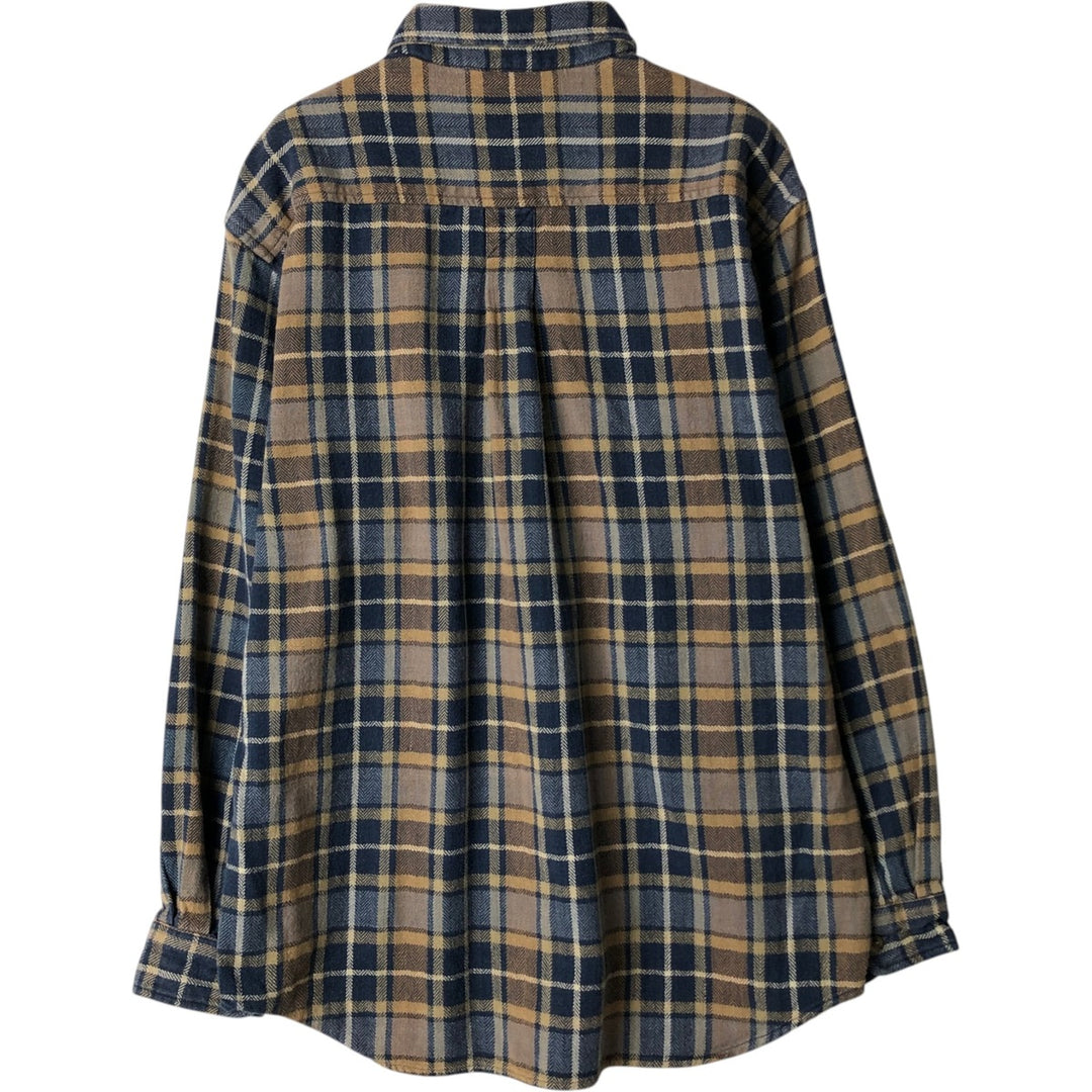 90'S St. John's Bay Vintage Long Sleeve Flannel Check Shirt, Men's Size Medium cotton brown type Vintage Second Hand