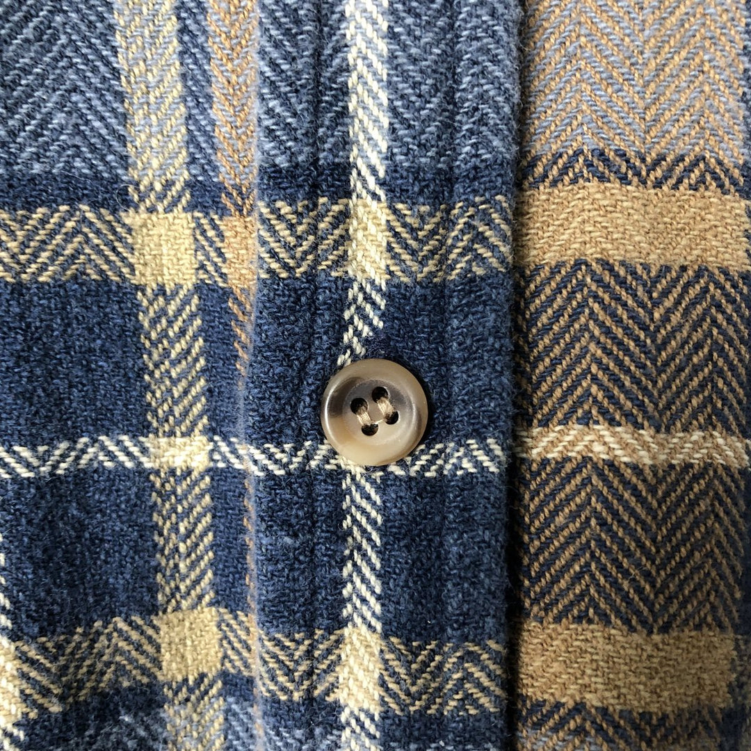 90'S St. John's Bay Vintage Long Sleeve Flannel Check Shirt, Men's Size Medium cotton brown type Vintage Second Hand