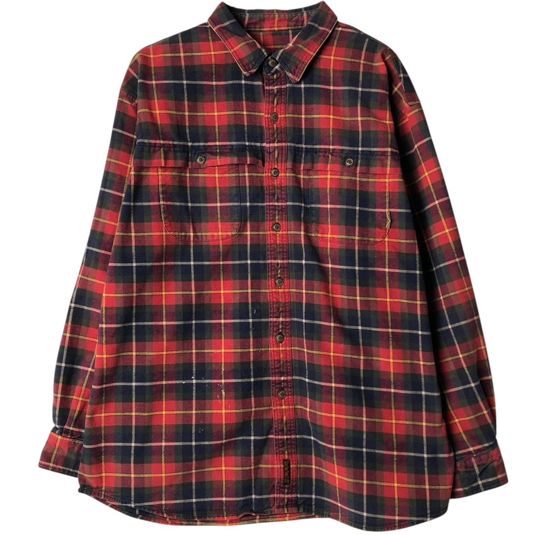 90'S Vintage Timberland Long Sleeve Flannel Check Shirt, Men's XL cotton red type Vintage Second Hand