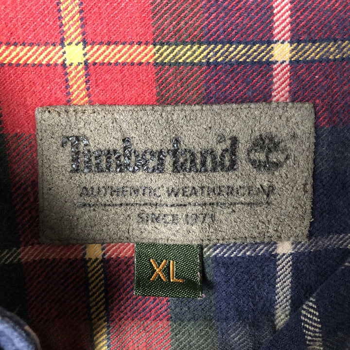 90'S Vintage Timberland Long Sleeve Flannel Check Shirt, Men's XL cotton red type Vintage Second Hand