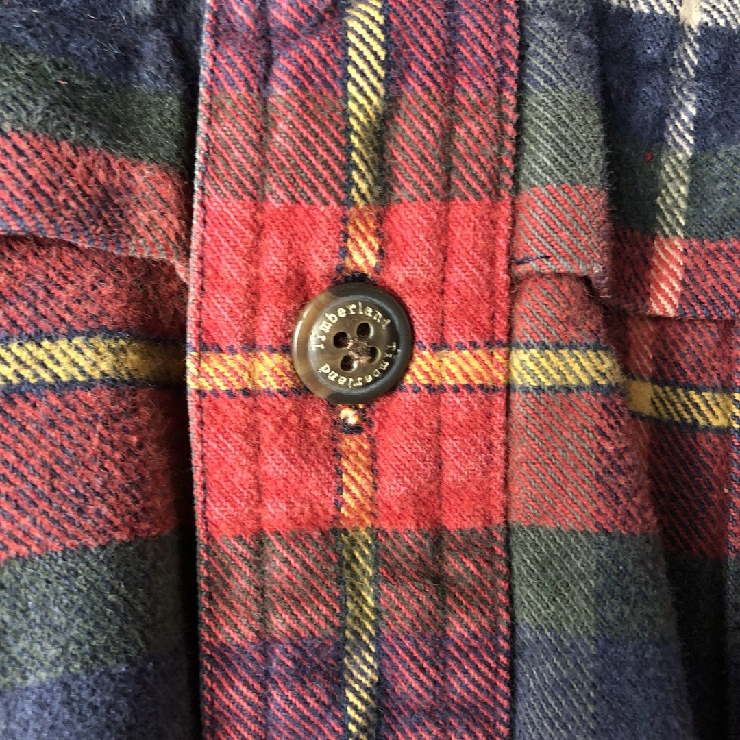 90'S Vintage Timberland Long Sleeve Flannel Check Shirt, Men's XL cotton red type Vintage Second Hand