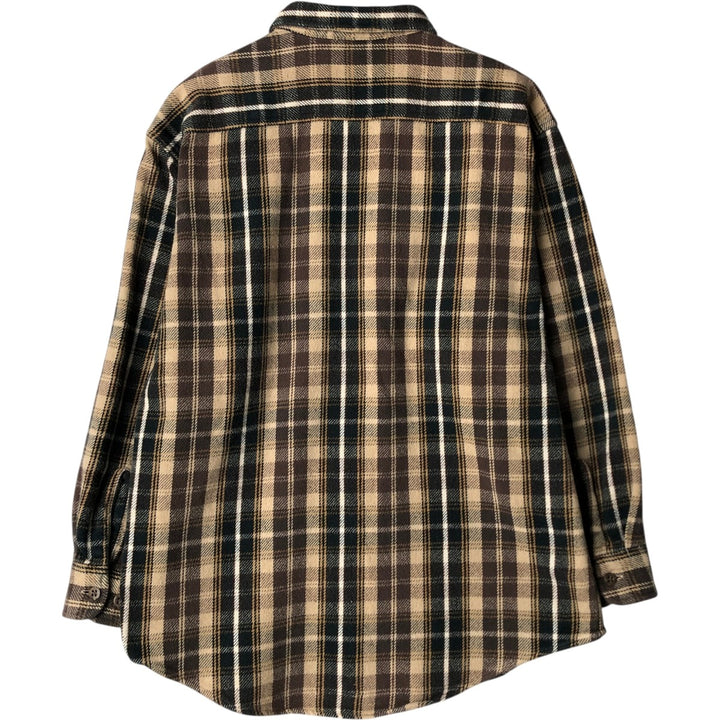 90s-00'S Vintage St. John's Bay Long Sleeve Flannel Check Shirt, Men's Size L cotton brown type Vintage Second Hand