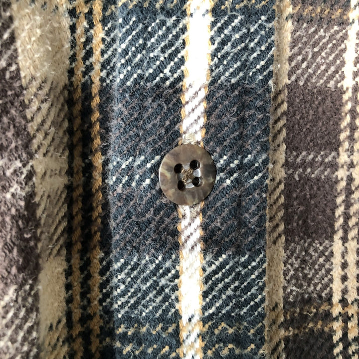 90s-00'S Vintage St. John's Bay Long Sleeve Flannel Check Shirt, Men's Size L cotton brown type Vintage Second Hand