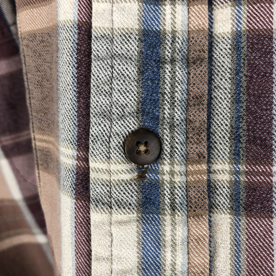 80s-90'S Eddie Bauer Black Tag Long Sleeve Button-Down Flannel Check Shirt Men's Size L (Equivalent) Vintage cotton Beige type Vintage Second Hand