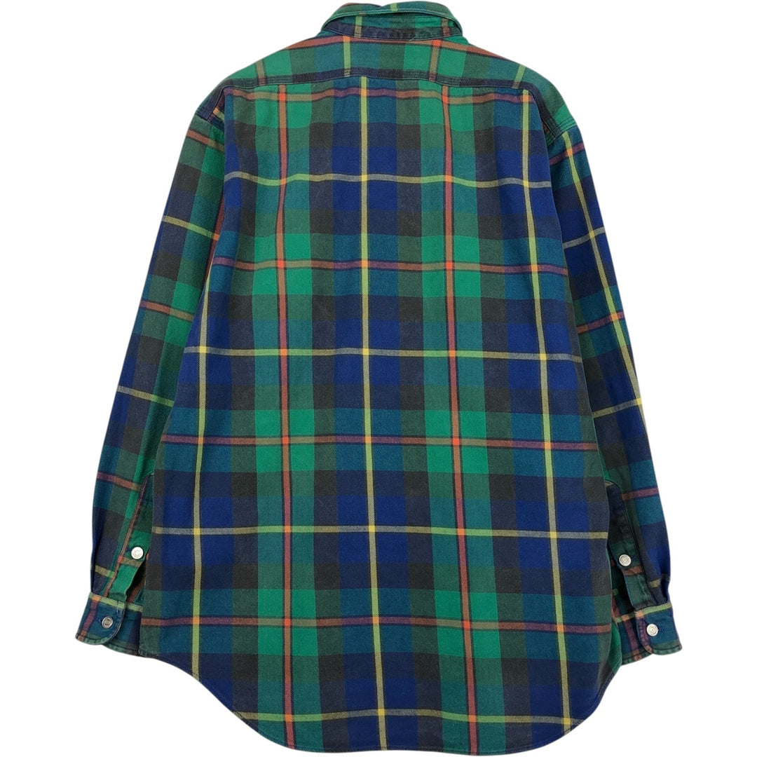 Ralph Lauren POLO by Ralph Lauren Long Sleeve Flannel Check Shirt Men's Size L cotton green type Vintage Second Hand