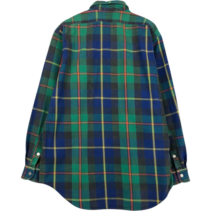 Ralph Lauren POLO by Ralph Lauren Long Sleeve Flannel Check Shirt Men's Size L cotton green type Vintage Second Hand