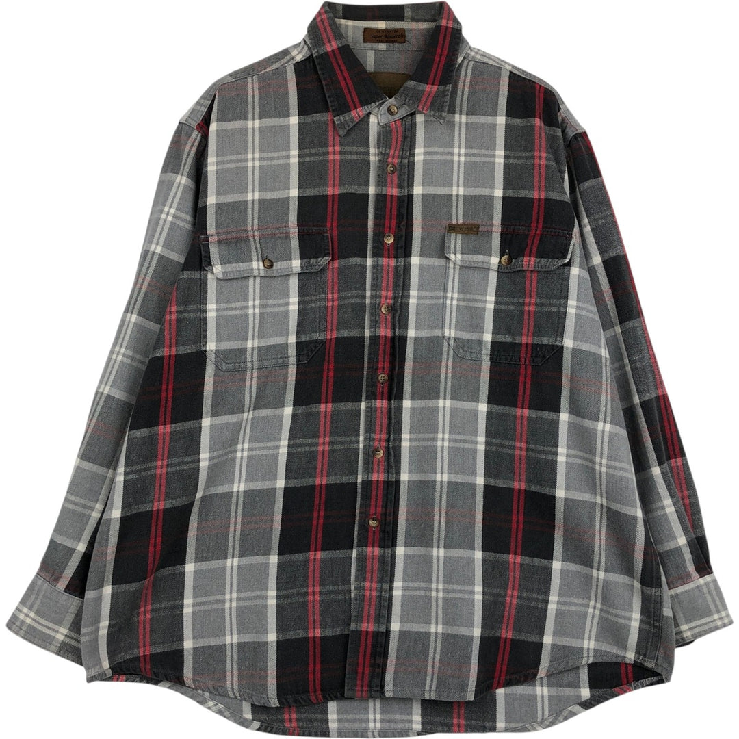 BROWNING Super Naturals Long-Sleeve Flannel Check Shirt, Men's Size XL (approx.) cotton gray type Vintage Second Hand
