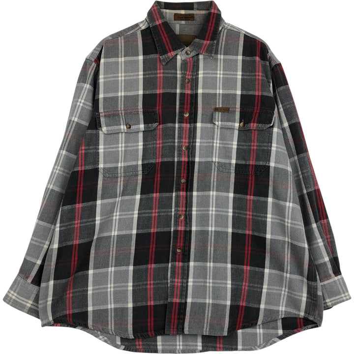 BROWNING Super Naturals Long-Sleeve Flannel Check Shirt, Men's Size XL (approx.) cotton gray type Vintage Second Hand