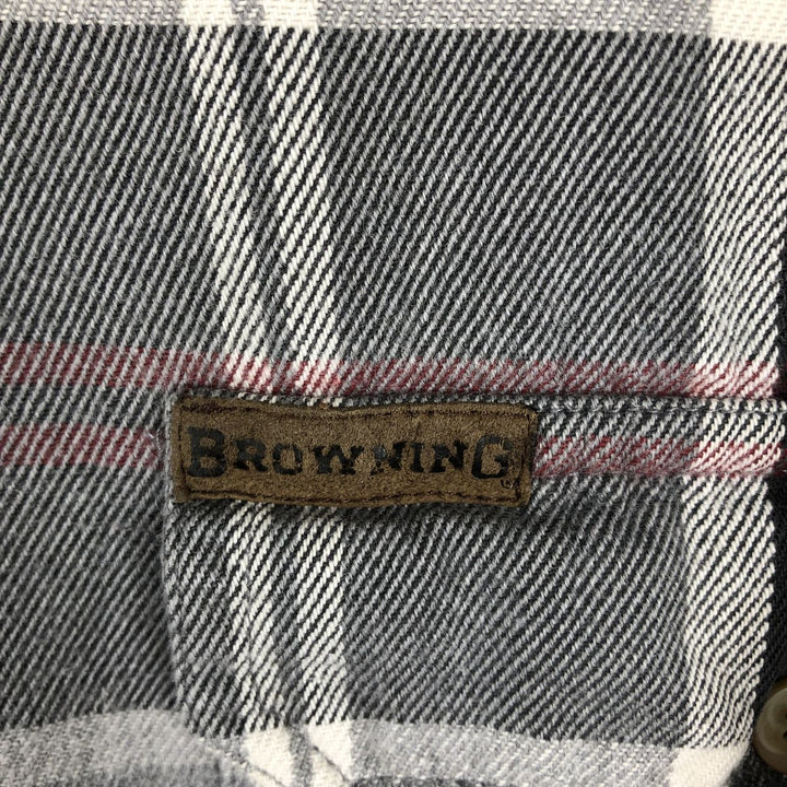 BROWNING Super Naturals Long-Sleeve Flannel Check Shirt, Men's Size XL (approx.) cotton gray type Vintage Second Hand