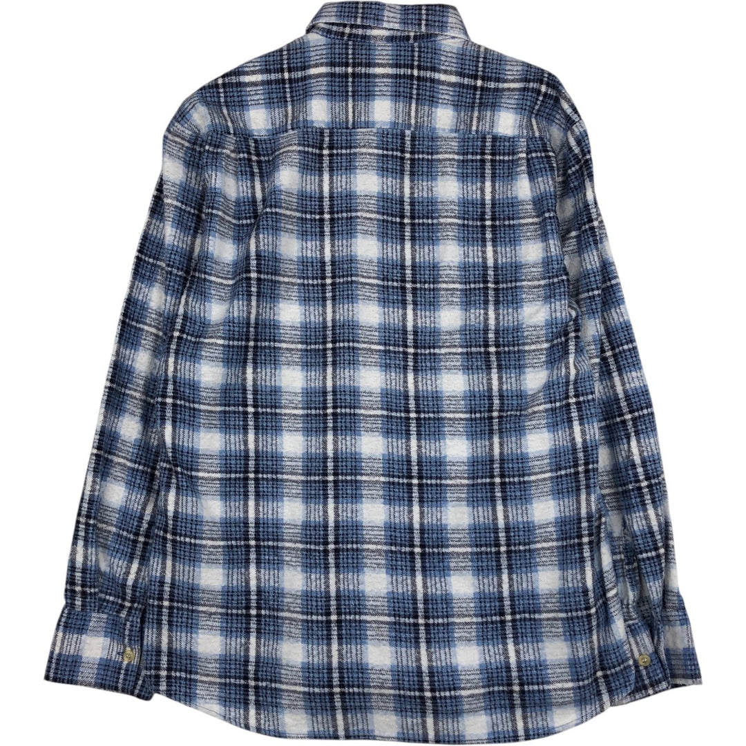 BUD BERMA Long-Sleeve Printed Flannel Check Shirt, Men's Size L (Equivalent), Vintage cotton blue type Vintage Second Hand