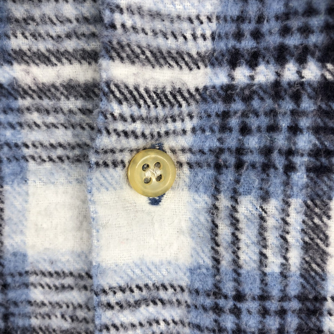 BUD BERMA Long-Sleeve Printed Flannel Check Shirt, Men's Size L (Equivalent), Vintage cotton blue type Vintage Second Hand