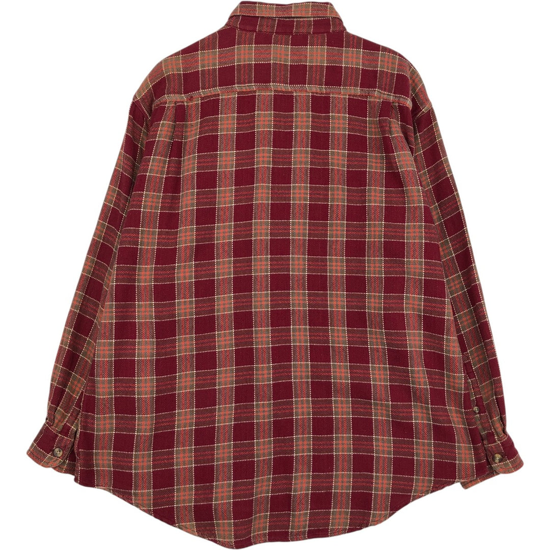 Lee Long-Sleeve Button-Down Light Flannel Check Shirt, Men's Size L (approx.) cotton red type Vintage Second Hand